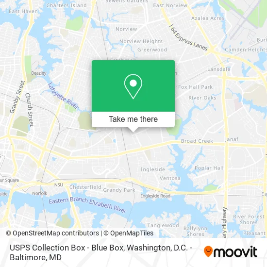 Mapa de USPS Collection Box - Blue Box