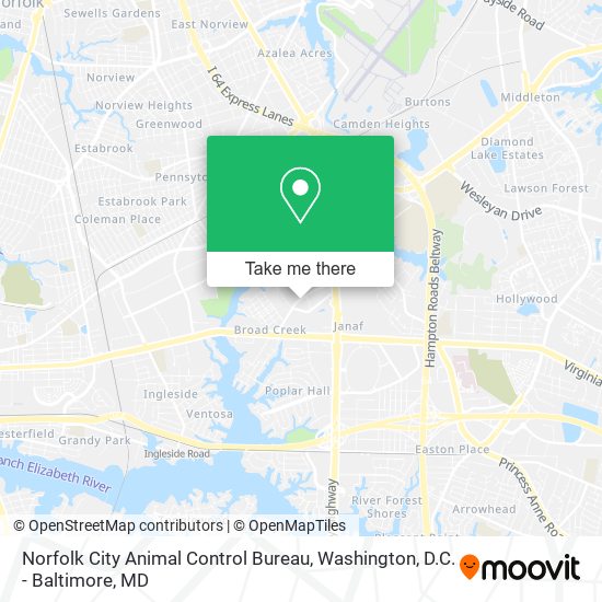 Mapa de Norfolk City Animal Control Bureau