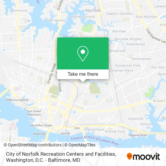 City of Norfolk Recreation Centers and Facilities map