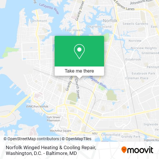 Norfolk Winged Heating & Cooling Repair map