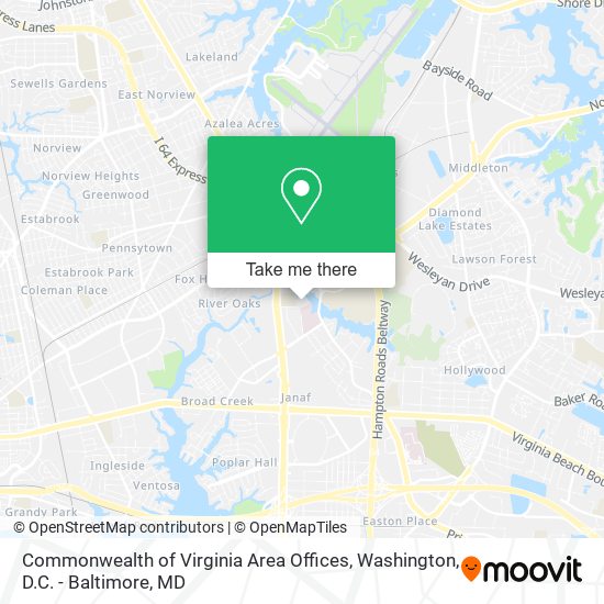 Commonwealth of Virginia Area Offices map