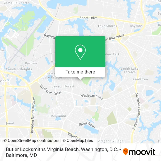 Butler Locksmiths Virginia Beach map