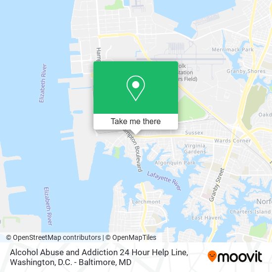 Alcohol Abuse and Addiction 24 Hour Help Line map
