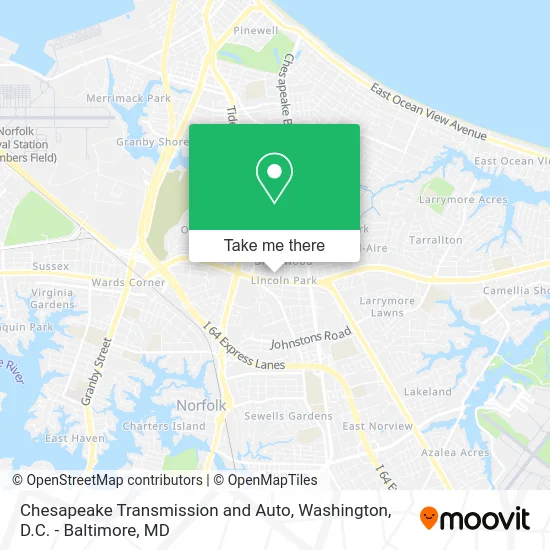 Chesapeake Transmission and Auto map