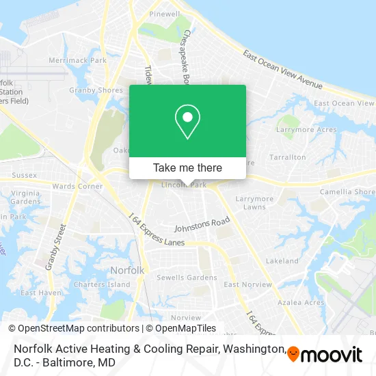 Mapa de Norfolk Active Heating & Cooling Repair