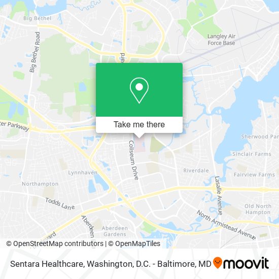 Mapa de Sentara Healthcare