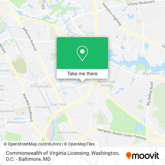 Commonwealth of Virginia Licensing map