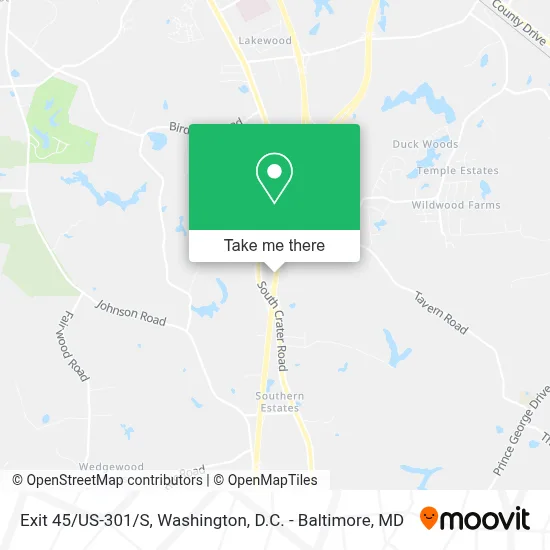 Exit 45/US-301/S map