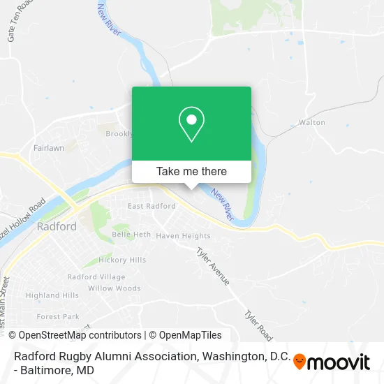 Radford Rugby Alumni Association map