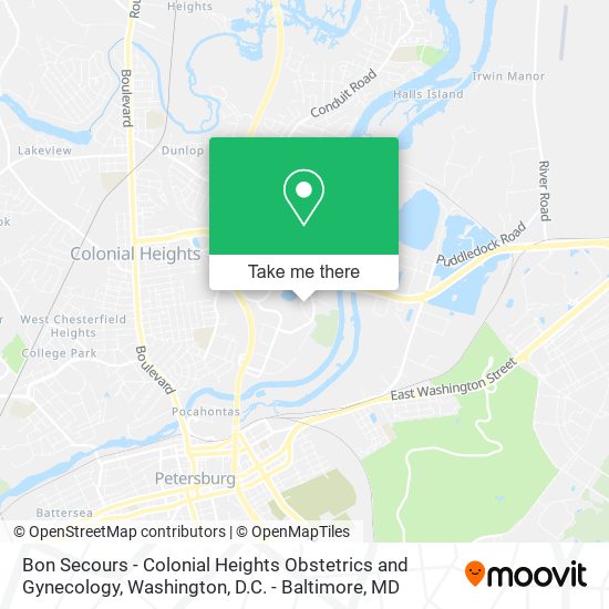 Bon Secours - Colonial Heights Obstetrics and Gynecology map