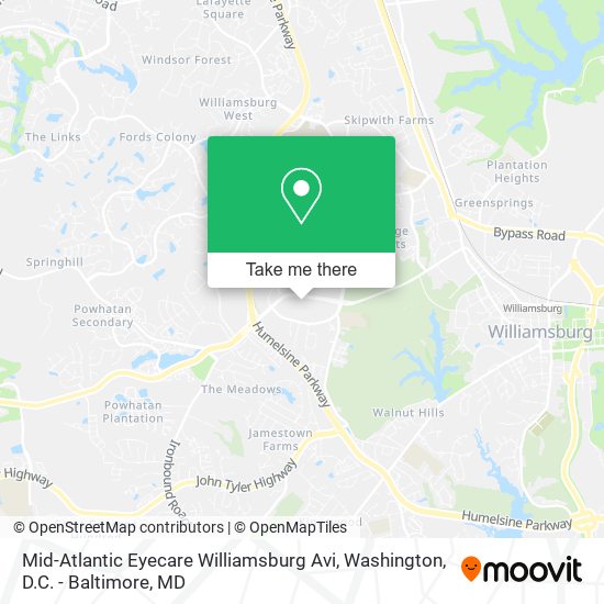 Mid-Atlantic Eyecare Williamsburg Avi map
