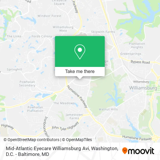 Mid-Atlantic Eyecare Williamsburg Avi map