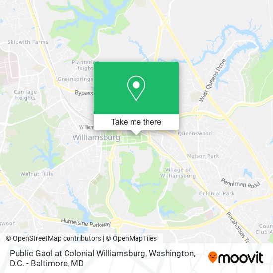 Public Gaol at Colonial Williamsburg map