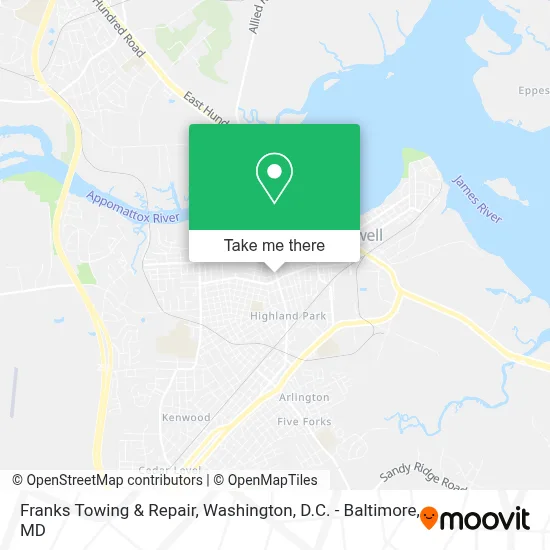 Franks Towing & Repair map