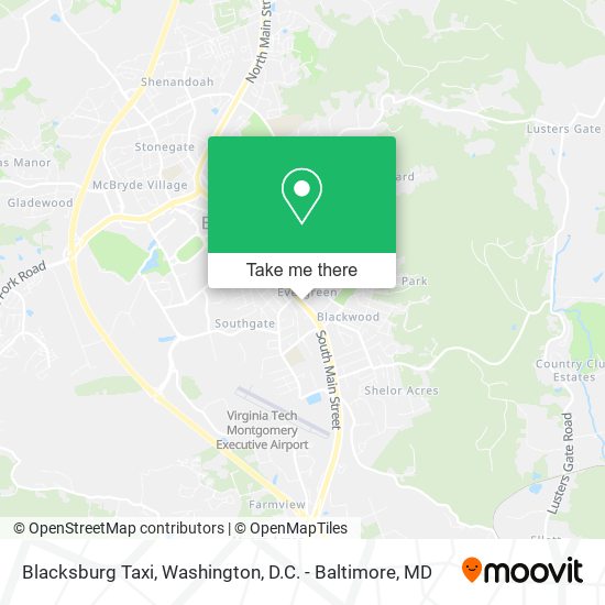 Mapa de Blacksburg Taxi