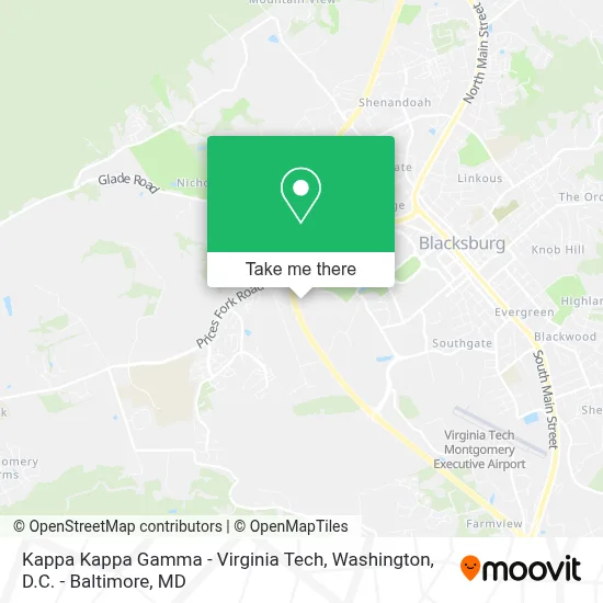 Kappa Kappa Gamma - Virginia Tech map