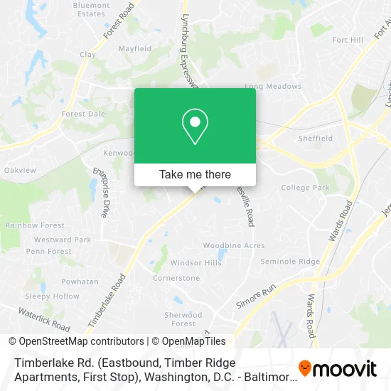 Timberlake Rd. (Eastbound, Timber Ridge Apartments, First Stop) map