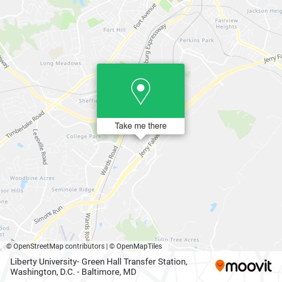 Mapa de Liberty University- Green Hall Transfer Station