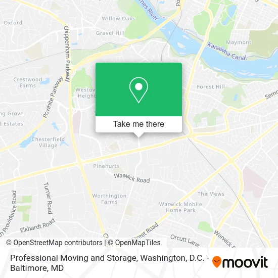 Professional Moving and Storage map