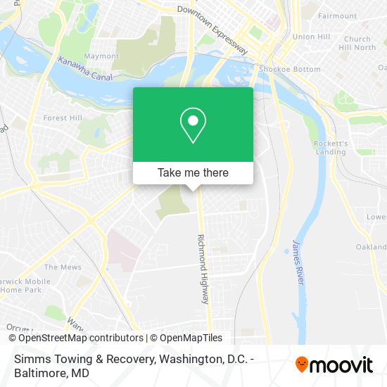 Simms Towing & Recovery map
