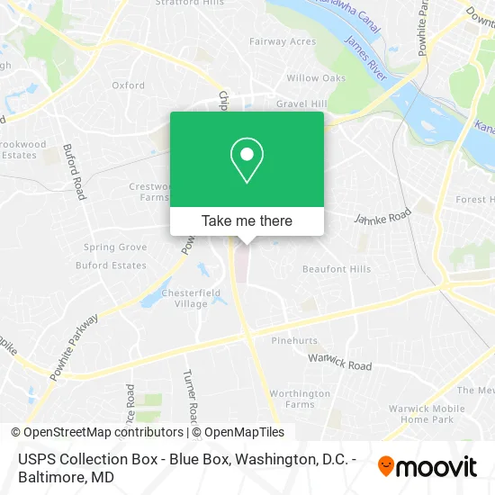 Mapa de USPS Collection Box - Blue Box