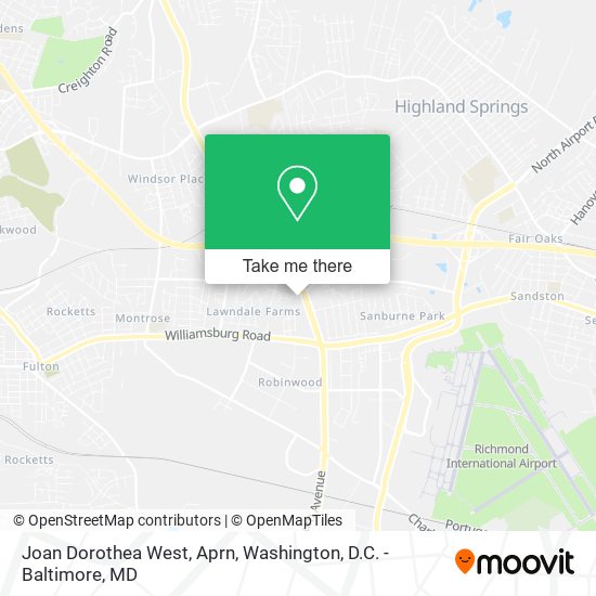 Joan Dorothea West, Aprn map