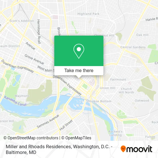 Miller and Rhoads Residences map