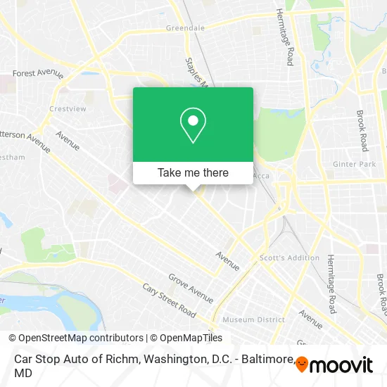 Mapa de Car Stop Auto of Richm