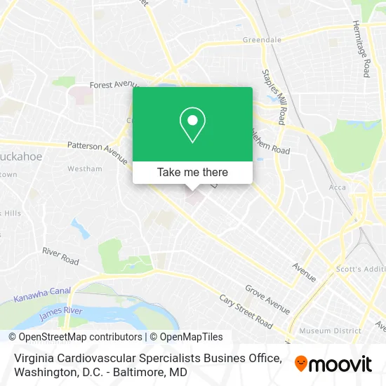Virginia Cardiovascular Spercialists Busines Office map