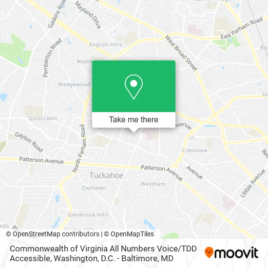 Commonwealth of Virginia All Numbers Voice / TDD Accessible map
