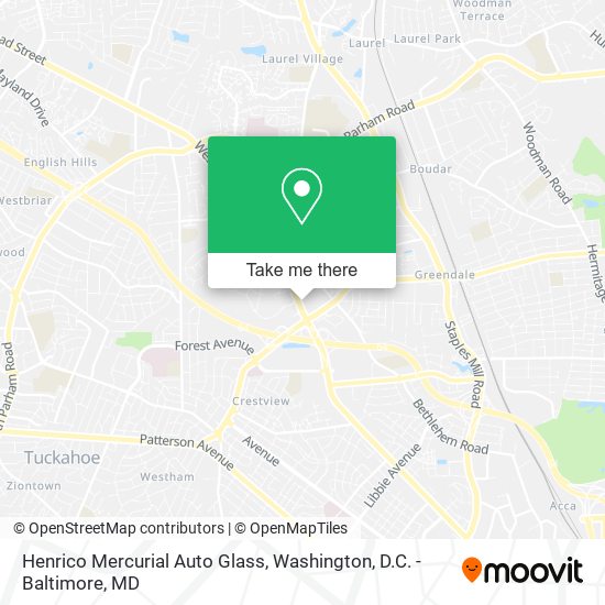 Mapa de Henrico Mercurial Auto Glass