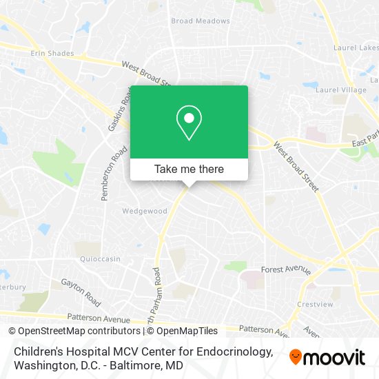 Children's Hospital MCV Center for Endocrinology map