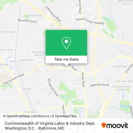 Commonwealth of Virginia Labor & Industry Dept map
