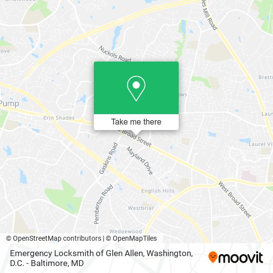 Emergency Locksmith of Glen Allen map