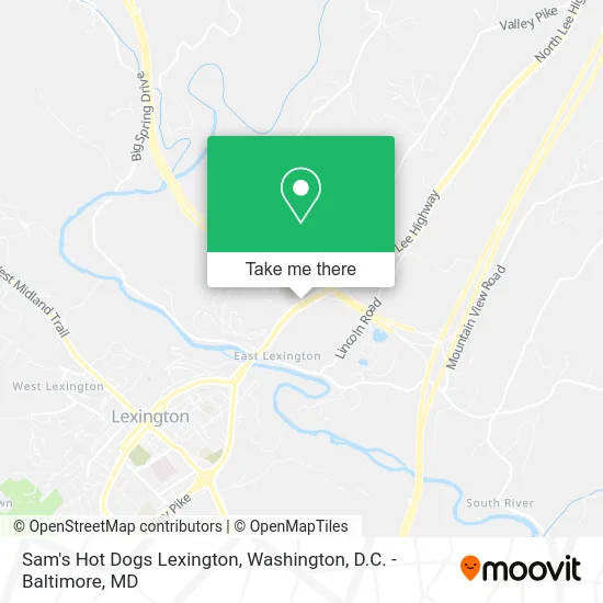 Sam's Hot Dogs Lexington map