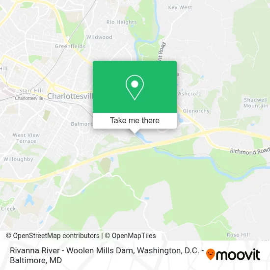 Rivanna River - Woolen Mills Dam map