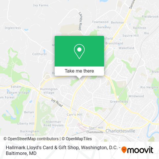 ¿Cómo llegar a Hallmark Lloyd's Card & Gift Shop en Charlottesville en autobús o tren?