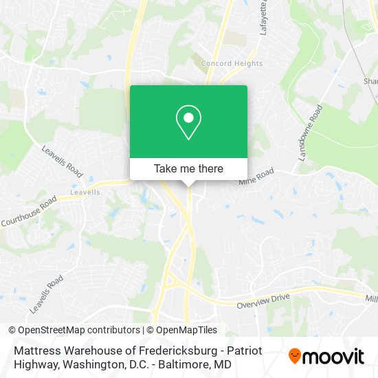 Mattress Warehouse of Fredericksburg - Patriot Highway map