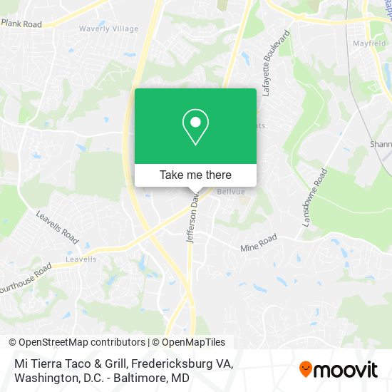 Mapa de Mi Tierra Taco & Grill, Fredericksburg VA