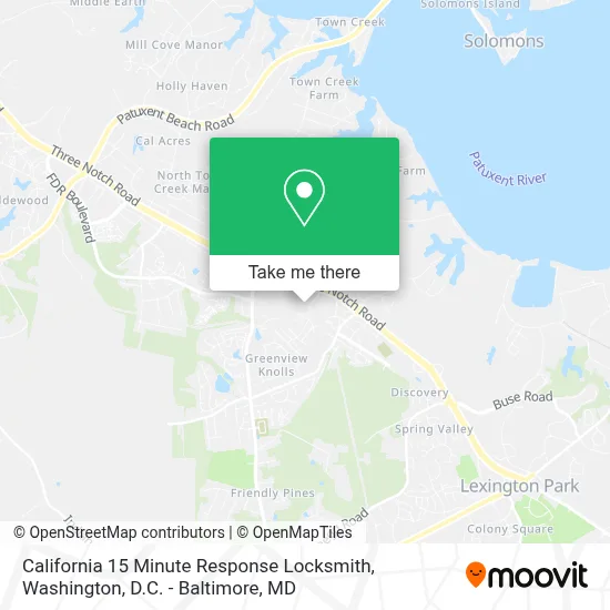 California 15 Minute Response Locksmith map