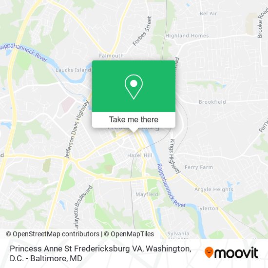 Mapa de Princess Anne St Fredericksburg VA
