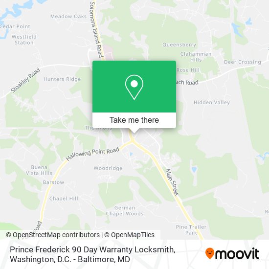 Prince Frederick 90 Day Warranty Locksmith map