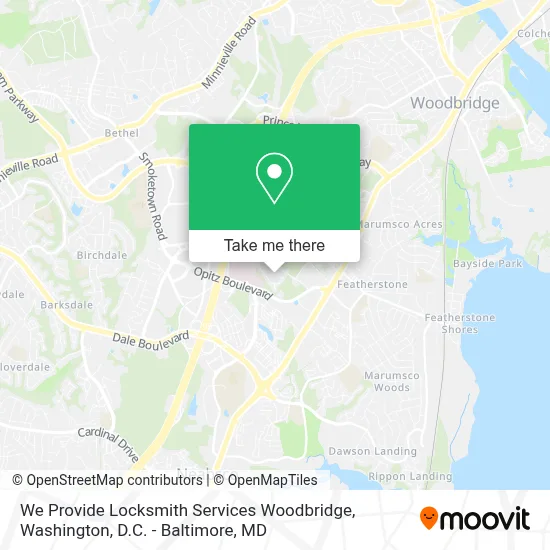 We Provide Locksmith Services Woodbridge map