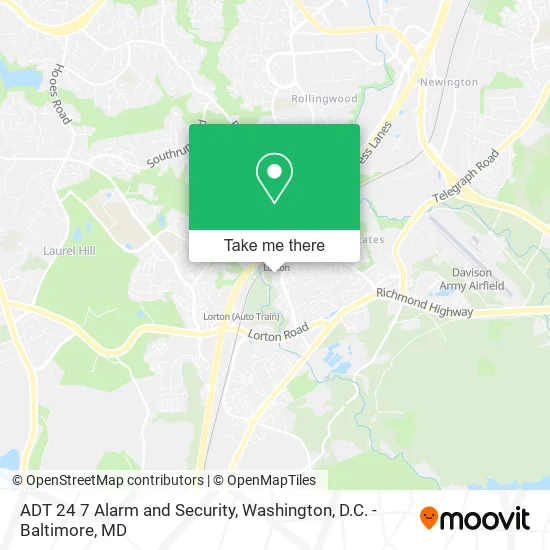 Mapa de ADT 24 7 Alarm and Security