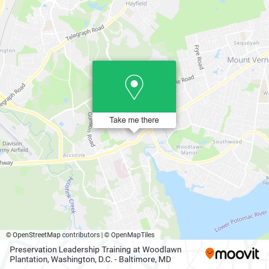 Preservation Leadership Training at Woodlawn Plantation map