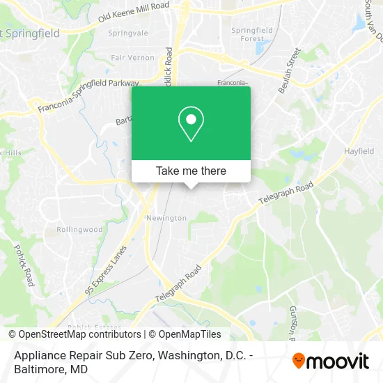 Appliance Repair Sub Zero map