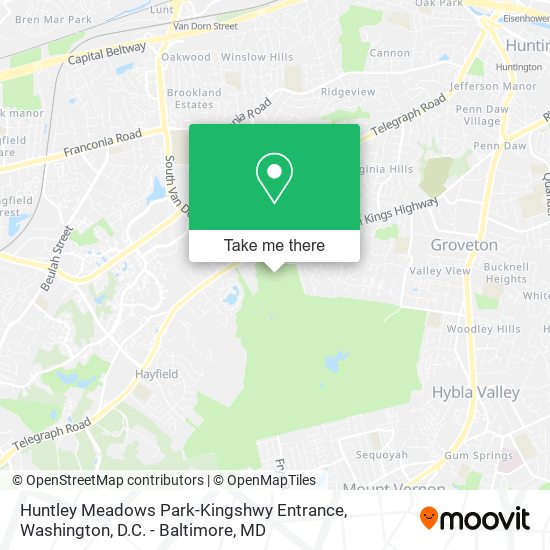 Huntley Meadows Park-Kingshwy Entrance map