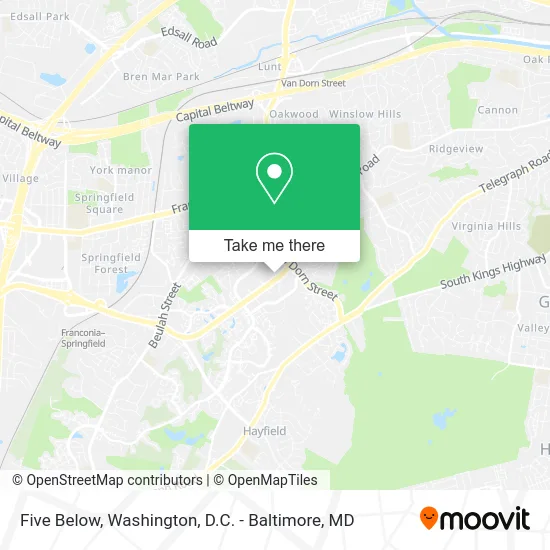 Five Below map