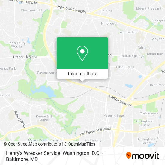 Henry's Wrecker Service map