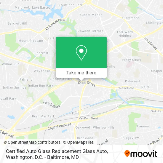 Mapa de Certified Auto Glass Replacement Glass Auto